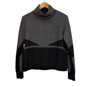 Smartwool Intraknit Alpine Pullover Black Gray Mockneck Sweater Merino Wool M